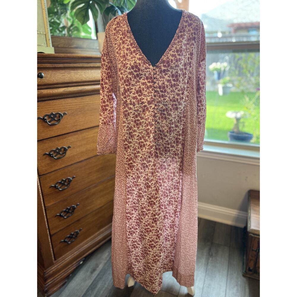 HATCH Floral Maxi Dress Women’s Cotton Boho Prairie Cottagecore Long Sleeve Sz 1